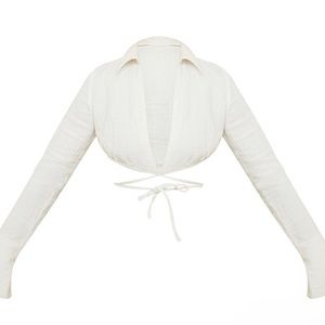 Plus Size Waffle Tie Crop Top